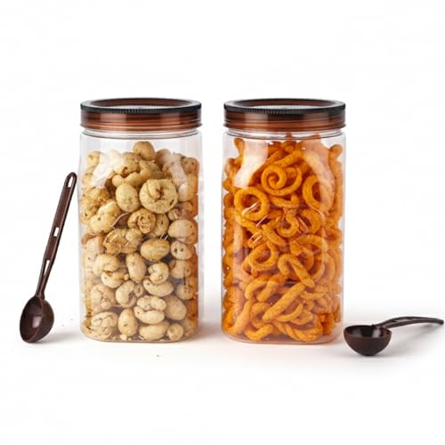 Image of CELLO Retro Kitchen Storage Jars Set of 2, (2 x 2000 ml) | Premium Food Grade Quality, BPA Free, Air Tight See-Through Container | Multipurpose Plastic Storage Container For Home Kitchen Gift