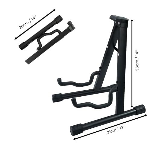 Image of JUAREZ JRZ-ST-GC1 Compact Foldable Guitar Stand, A-Frame Universal Floor Stand for Acoustic, Electric & Bass Guitars, Foam-Padded Arms, Non-Slip Rubber Feet, Portable Metal Guitar Holder