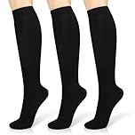 3 Pairs Compression Socks 15-20 mmhg for Men & Women, Support Socks Compression Stockings for Running, Swelling, Nurse, Flight, Nurses,Edema