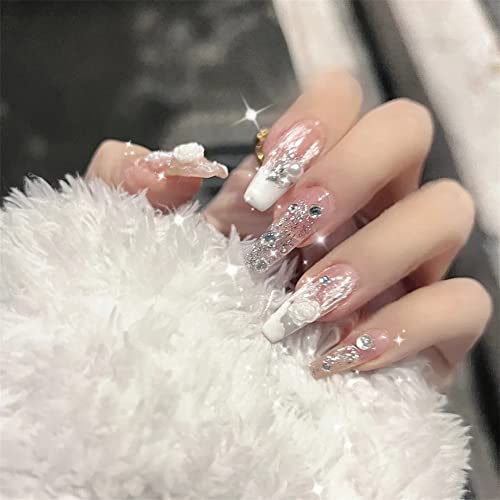 Bubblecase 10pcs Press On Nails - French Nude White Ballerina