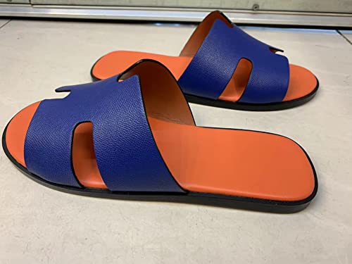 Image of Mengchengying Mens Casual Comfortable Lightweight Fashion Genuine Leather Slip Slide Indoor and Outdoor Open Sandal Anti Slip Cushion Support