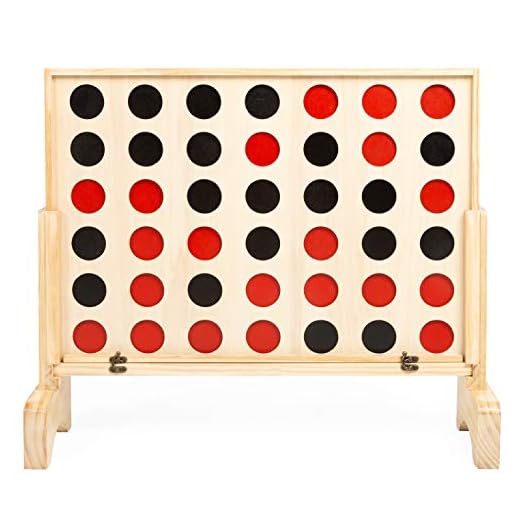 Play Platoon Giant 4 in a Row Wooden Drop Four Connect Board Game Outdoor Game with Coins, Case and Rules
