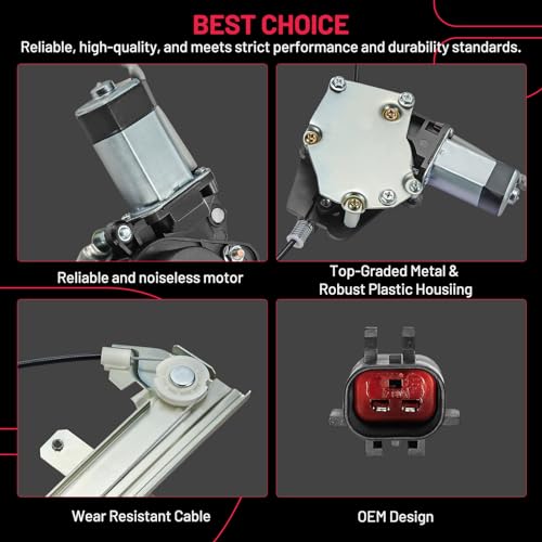Image of BDFHYK 741-556 Power Window Regulator with Motor Front Left for 2001-2004 Grand Cherokee Power 2001 2002 2003 2004 01 02 03 04