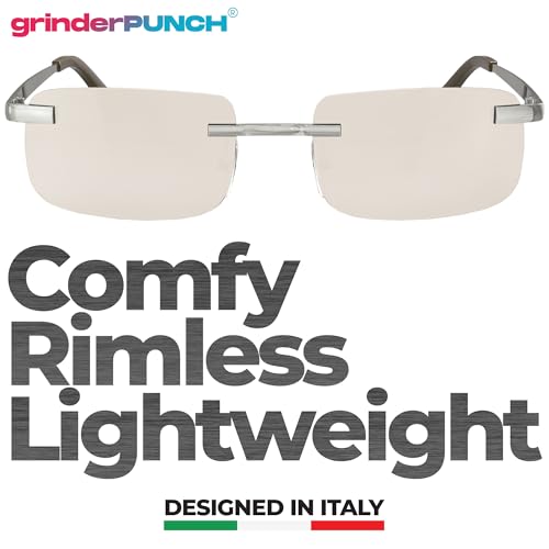 grinderPUNCH Small Slim 90's Popular Nineties Rectangular Sunglasses Clear Rimless Eyewear3