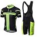 INBIKE Maillot Cyslisme Manches Courtes + Cuissard Bretelle 3D Coussin Solide Tenue VTT Combinaison Vélo Jersey Respirant Séchage Rapide Cycliste Homme Printemps Ete (Bretelle,L)