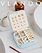Vlando Travel Jewelry Case, Small Travel Jewelry Organizer Box for Girls Women - Blue