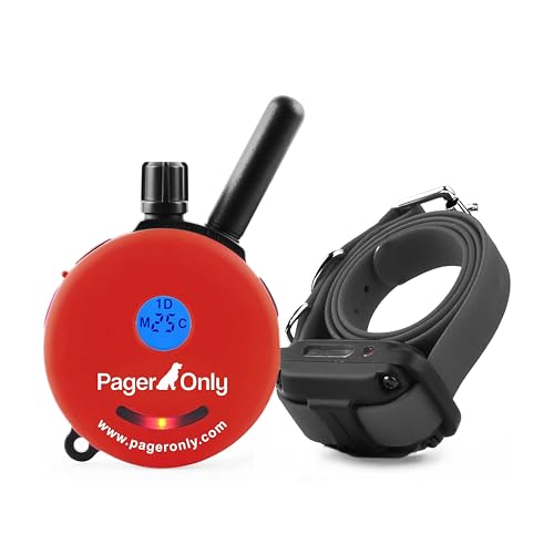 Educator PG-300 Dog Training Pager Only–Vibration & Tone, 1/2 Mile Range, 100 Adjustable Levels, Waterproof Biothane Collar Included, Rechargeable, Night Tracking Light, Small & Medium Dogs,1 Dog,Red