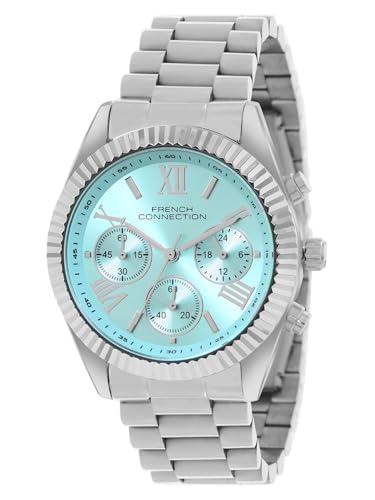 Image of French Connection Chronograph Blue Round Dial Stainless Steel Strap Casual Premium Sunray Feature Wrist Watch for Women - FCM06USM