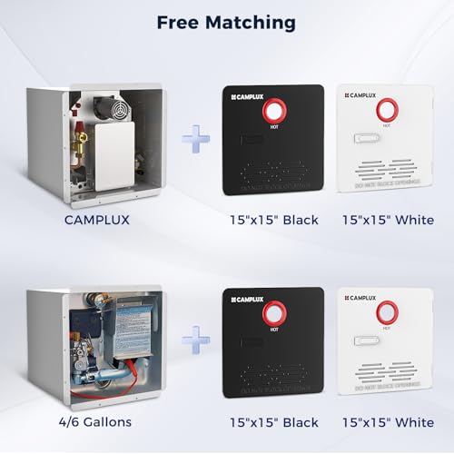 Image of CAMPLUX RV Water Heater Door 15 x 15 Inches, RV Water Heater Access Cover for 4 /6 Gallons RV Tank Water Heater, Black