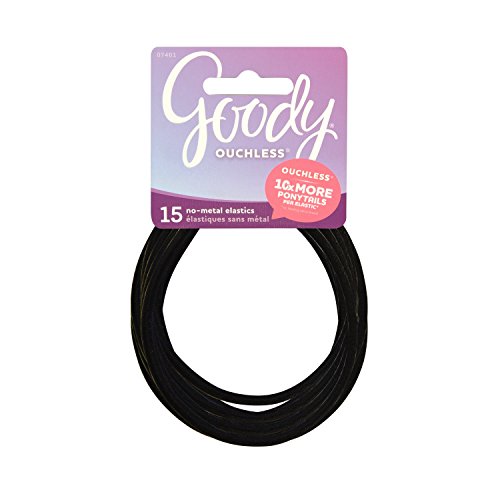 Goody Women's Ouchless Braided Elastics 4mm XL, Black, (3 Pack/ 45CT Total)