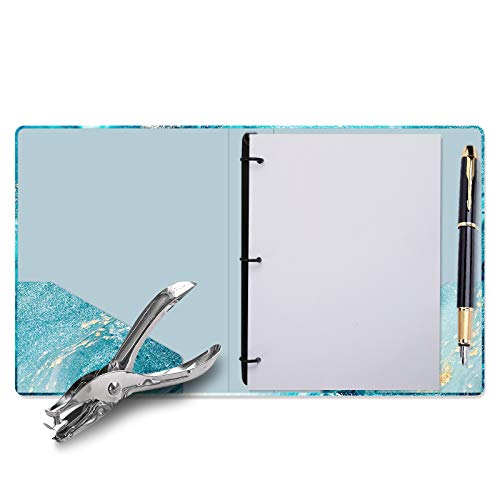 Image of 3 Ring Binder 1 Inch Ring, Fashion Design Binder for School, Home, Students, Women, Cute Custom Pattern with Hold Letter Size Interior Pockets,Blue Marble