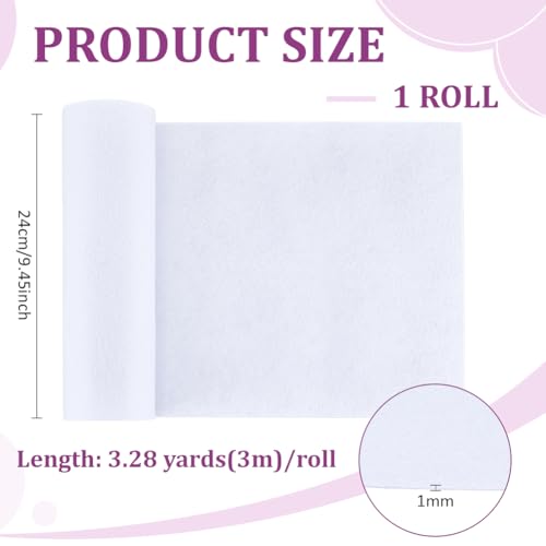 BENECREAT 3m WhiteSmoke Felt Roll, 24cm Wide Non Woven Felt Fabric - Image 2