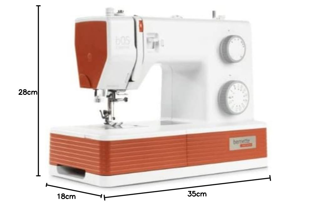 Bernette B05 Crafter Máquina de coser portátil | 30 puntos, 6 pies prensados, luz LED | Acolchado y bordado robustos | Punto ajustable | Aguja, enhebrador, uso principiante y