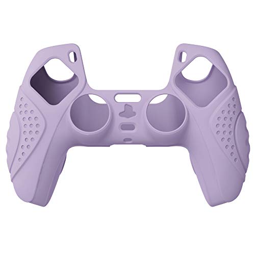 Extremerate Playvital Guardian Edition Mauve Purple Ergonomic Soft Anti-Slip Controller Silicone Case Cover For Ps5, Rubber Protector Skins With White Joystick Caps For Ps5 Controller #TOP1