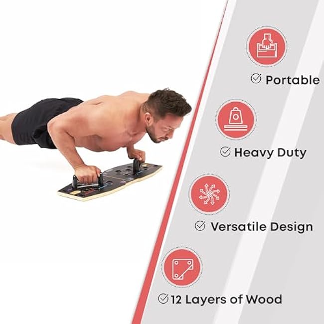 Push Up Board Workout Equipment for Chest Triceps, Back, Arms Muscles, Fitness Portable Pushup Board For Man And Women, Perfect Multi-Functional Push-Up Stand Bar Muscle Building by CTRL Sports
