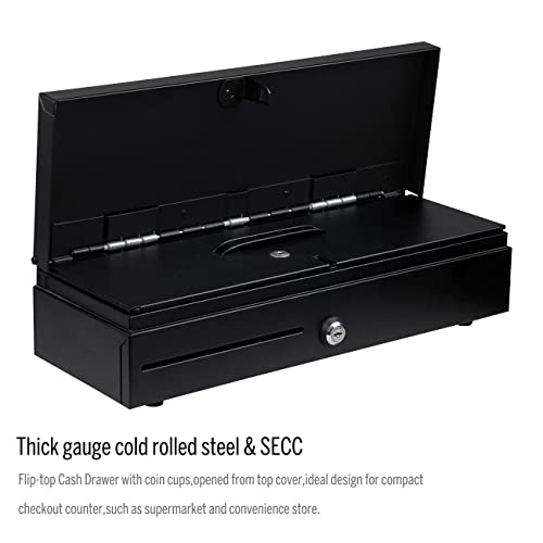 Image of HONEY BEAR Flip-top Cash Drawer with 8 Coins & 6 Bills for POS System Receipt /Thermal Printer,with RJ11 Interface 12V /24V, 3 position lock (RJ11 flip top cash drawer)