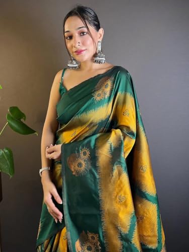 Image of SGF11 Women's Kanjivaram Pure Soft Silk Saree With Unstitched Blouse Piece