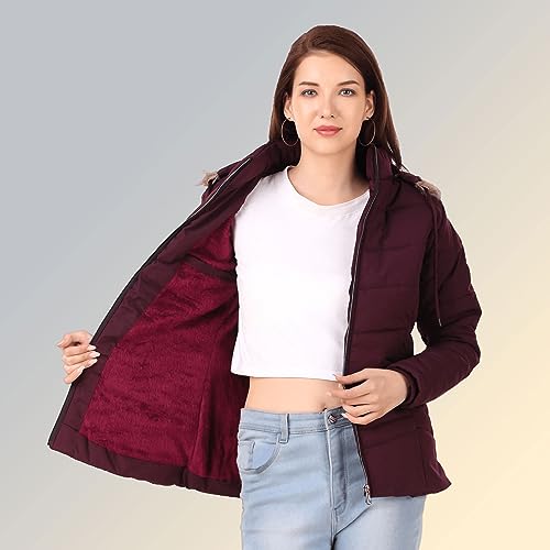 Image of Brazo Girls and Women's Puffer Regular Fit Bomber Jacket For Winter Wear | Hooded Neck | Full Sleeve | Zipper | Casual Jacket For Woman & Girl | Western Stylish Jacket For Women