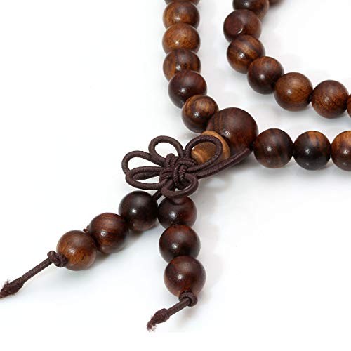Image of Eigso 6mm 8 mm Natural Mala Beads Wristlets for Women Men 108 Lava Rocks Healing Tibetan Prayer Bracelet Necklace for Man Woman