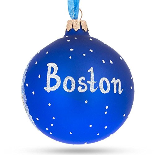 Boston, Massachusetts Glass Ball Christmas Ornament 3.25 Inches #TOP1