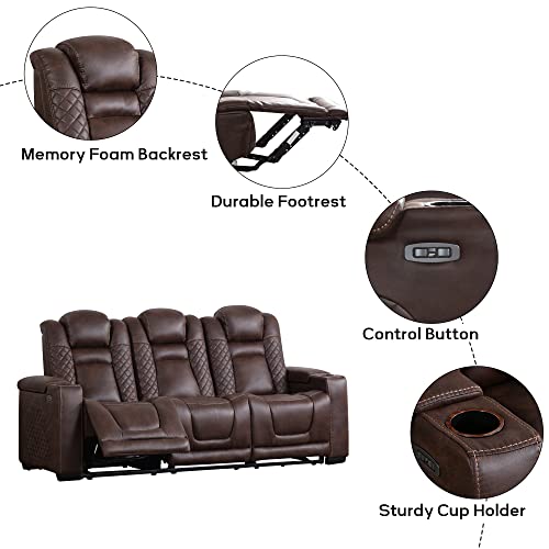 Ebello Power Reclining Home Theater Seating, Powered Headrests Faux Leather Movie Theater Power Recliner Sofa Chair, With Cup Holders, For Theater, Living Room (Loveseat+Sofa) #TOP2