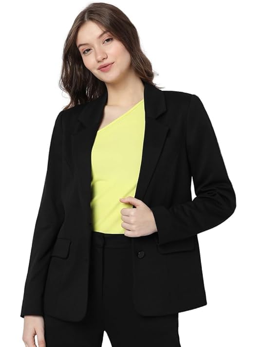 Stylish Regular Fit Formal Black Blazer for Women's-picture-16