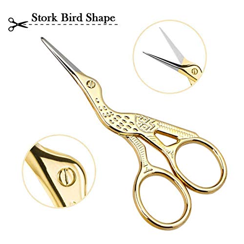 Acronde 2Pcs Vintage Stork Shape Sewing Scissors Stainless Steel Tailor Scissors Sharp Sewing Shears For Embroidery, Sewing, Craft, Art Work & Everyday Use (Gold) #TOP5