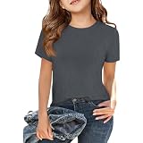 Tshirt Mädchen 140 Kinder T-Shirt T Shirt Weiß Shirts Mädchen-Tops Short Sleeve Kurzärmlig 146 Weiße