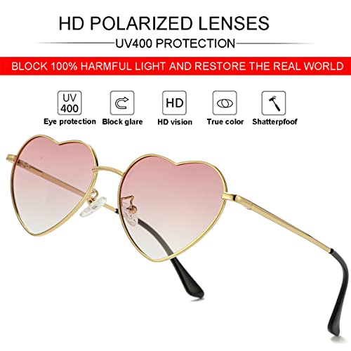 Kids Polarized Heart Shape Sunglasses for Toddler Girls Age 3-10, Cute Lovely Style Metal Frame UV400 Sun Glasses2