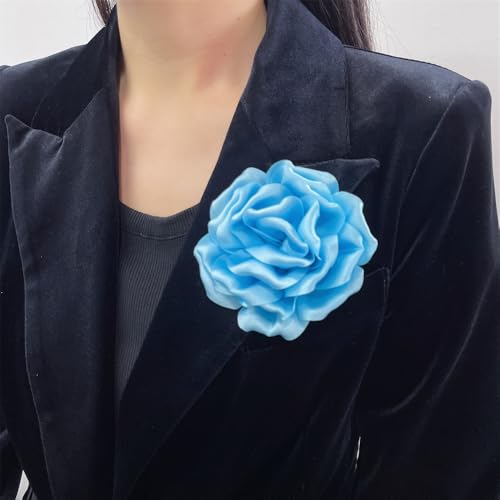 Image of Dainty Peony Rose Flower Brooches Lapel Pins Delicate Elegant Fabric Flowers Brooch Pin for Women Flower Corsage for Wedding Party Accessories Jewelry Gifts100mm