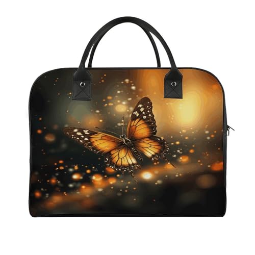 Maletín ligero para laptop unisex naranja con mariposa miniatura 1