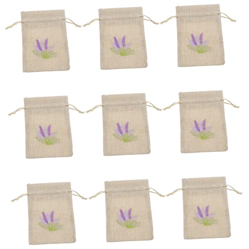 NULYLU 10個 薫衣草ドライフラワー用リネン製サシェバッグ 抽繩付き収納袋 クローゼット 車内用多機能香り袋