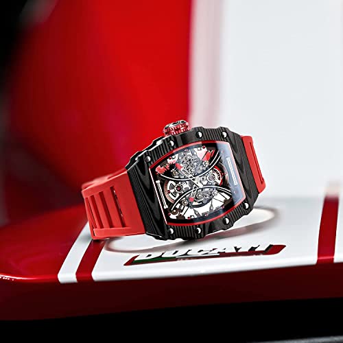 Feice Men's Automatic Wrist Watch Sapphire Crystal Japanese Movement Skeleton Automatic Mechanical Watch Waterproof Sports Wristwatch - Fm602 (Blkred) #TOP7