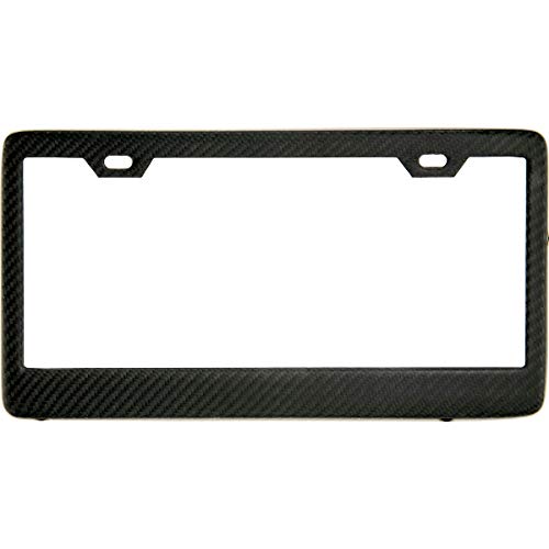 100% Matte Black Real Carbon Fiber License Plate Frame 2 Holes Black Licenses Plates Frames,Car Licence Plate Covers Holders Slim Design With Chrome Screw Caps Tool Kit For Us, Canda And Mexico (1Pcs) #TOP1