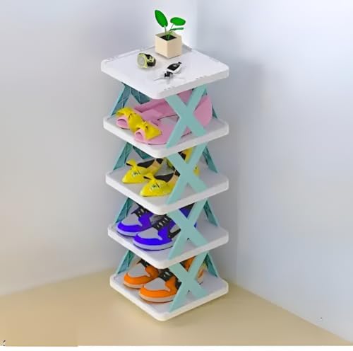 Image of STELITE Plastic Shoe Rack for Home - Stackable & Collapsible Shoe Stand Organizer for Bedroom, Entryway & Corner Use | Multipurpose Footwear Storage Shelf | Easy Assembly (Pista, 3 Layer Shoe Rack)