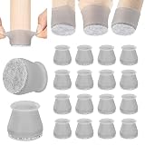 Aneaseit Chair Leg Floor Protectors - 16 pcs Gray - Felt Bottom Silicone Pads for Hardwood Floors & Furniture Feet - Rubber Caps for Chairs - Medium