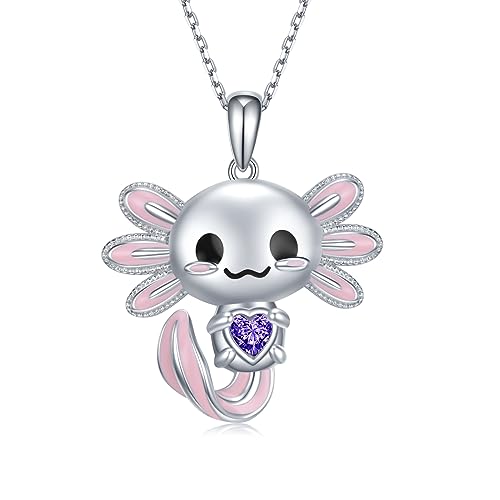Image of Axolotl Necklace 925 Sterling Silver Axolotl Pendant Cute Animal Jewelry Gift for Women