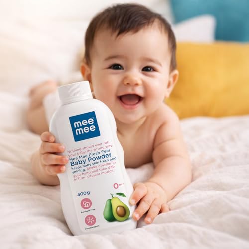 Image of Mee Mee Baby Talcum Powder 400 g | Dermatologically Tested | Key Ingredients: Talc, Fragrance, Zinc Oxide | Product Benefit: Keeps Skin Dry, Fresh & Smooth