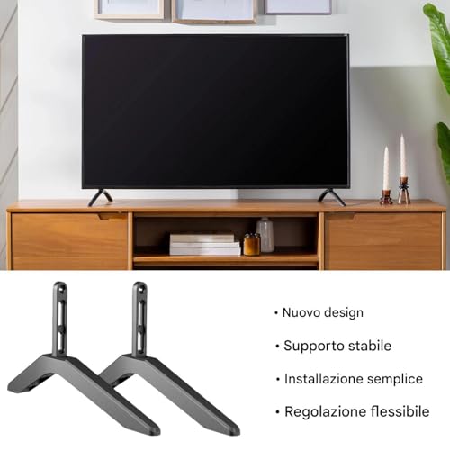 Stand de télévision, pieds de télévision,Support en alliage d'aluminium en hauteur TV - Support de remplacement, base de support stable pour le salon ou la chambre à coucher – Image 4