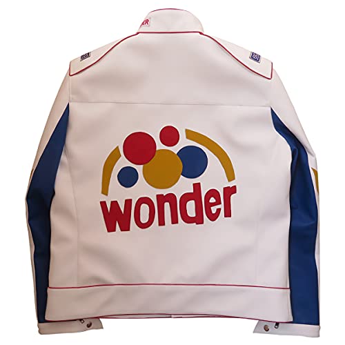 Men's Ricky Bobby Racing White Faux Leather Jacket3