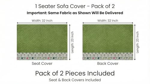 Image of Velvet 1 Seater Sofa Cover Fully Covered | Anti Skid Non Slip | Plain Green | Sofa Slipcover for Living Room