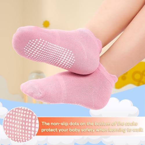 Image of GRPSKCOS Non Slip Toddler Socks 15 Pairs Toddler Grip Anti Skid Low Cut Socks for 1-7 Years Boys Girls