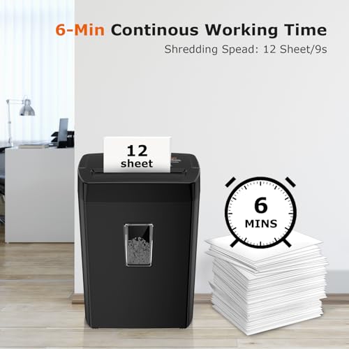 Bonsaii 12-Sheet Cross Cut Paper Shredder, 5.5 Gal Home Office Heavy Duty Shredder for Paper, Credit Card, Mail, Staples, with Transparent Window, High Security Level P-4 (C275-A) image 6