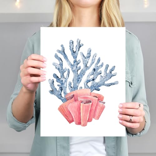 Beach Decor Art Prints (Set of 4) - Unframed - 8x10s | Serene and Inviting Coral-Themed Wall Art Prints | Perfect for Nautical and Ocean-Inspired Home Decor | Bathroom Wall Decor | Apartment Décor's - Image 3