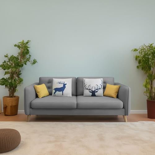 Image of Casaliving Duckby 3 Seater Sofa Set for Living Room (Dark Grey Colour) Premium Fabric Sofa