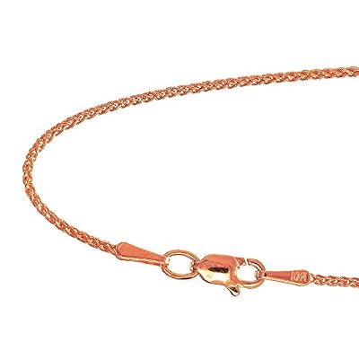 JewelStop 14k Solid Gold Yellow White, Rose 1.2 mm Round Spiga Wheat Chain 16 18 20 24 30
