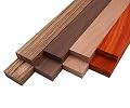 Imported Exotic Hardwood Variety Pack - Zebrawood, Walnut, Padauk, Okoume - 3/4" x 2" (8 Pcs) (3/4" x 2" x 18")