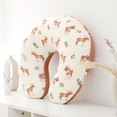 Image of GRSSDER Reversible Nursing Pillow Cover, Ultra Soft Stretchy Minky Removable Nursing Covers Fitted for Breastfeeding Pillows Snug and Safe, Elk