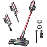 掃除機 コードレス 【55000pa超強力吸引・60分連続稼働・自立式】ToyMade コードレス掃除機 2WAY 伸縮パイプ 壁掛収納 HEPA 多重濾過 軽量低騒音 上下90°左右180°回転 フロア/カーテン/ソファ/車対応 家庭用・一人暮らし・年末お掃除 日本語取扱説明書(レッド)