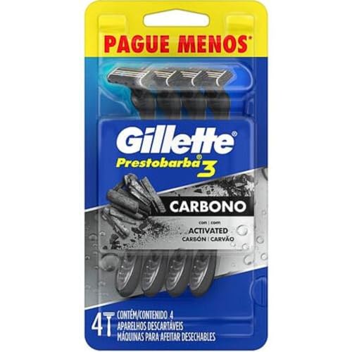 Aparelho de Barbear Gillette Prestobarba 3 Carbono com 4 Unidades